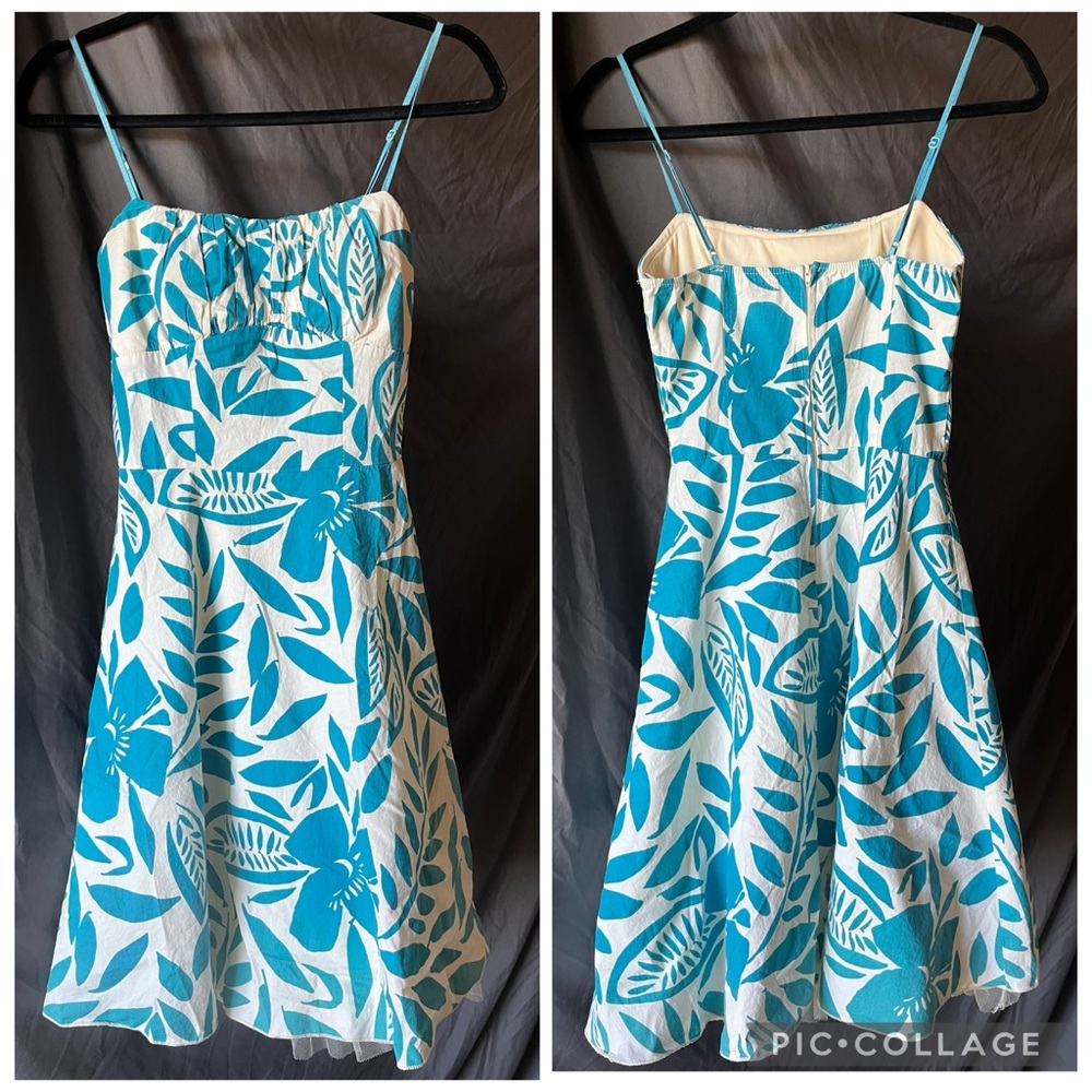Ruby Rox Blue White Floral Sundress Adjustable Straps Vacation Spring Size 3